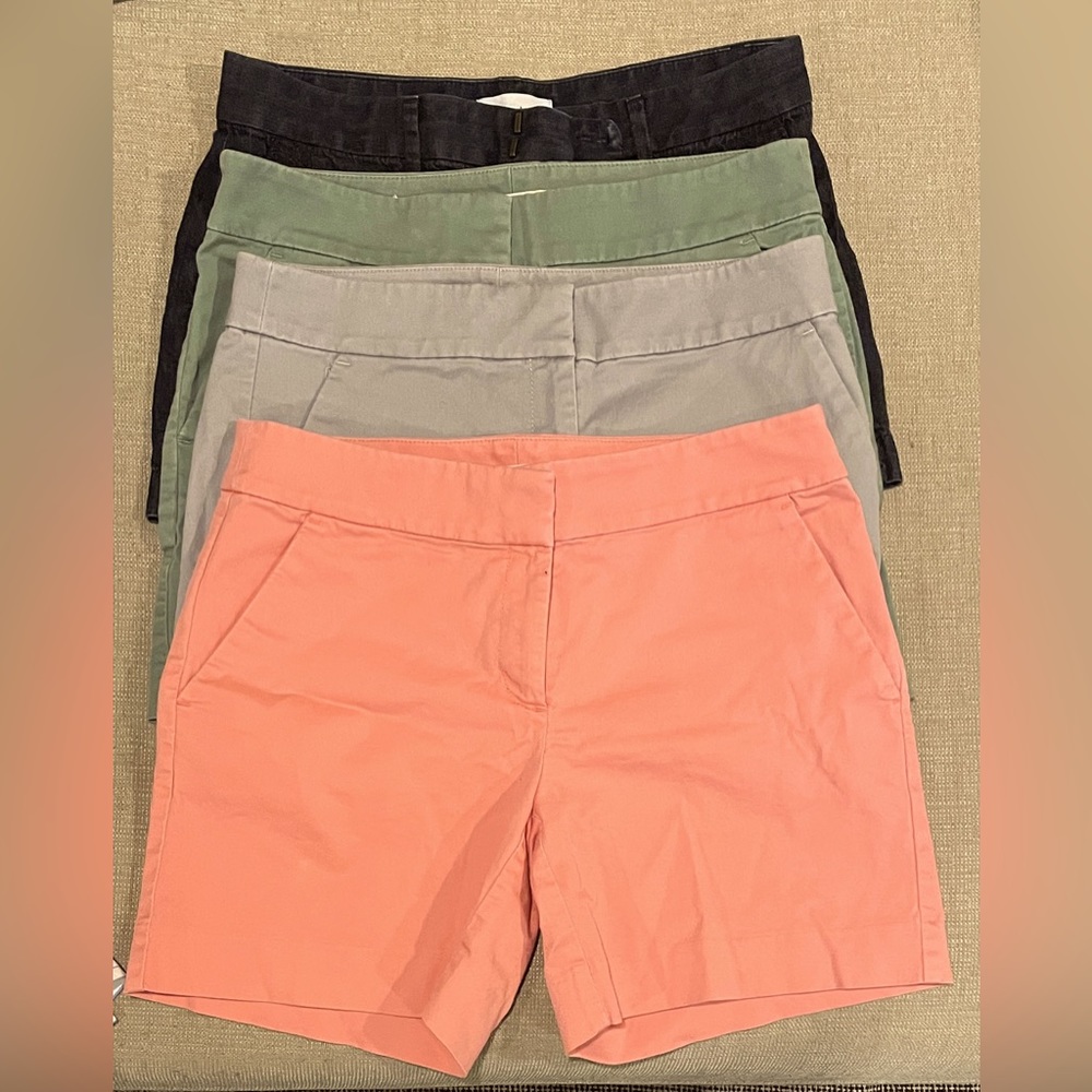 Lot of 4 pair of Ann Taylor LOFT shorts - coral, olive, gray, denim SIZE 2